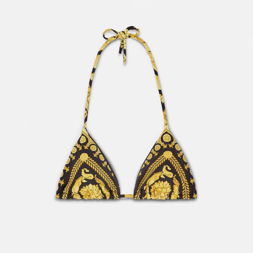 Versace Barocco Black and Gold Women's Bikini Top Size 3